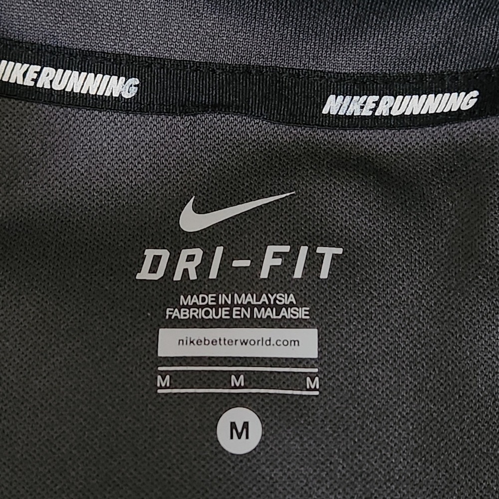 Nike Racer 1/4 Zip Running Shirt Mens Medium Gray Dri-FIT Long Sleeve Pullover - Picture 4 of 11
